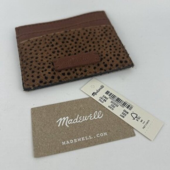 Madewell The Leather Card Case Spotted Leopard Calf Hair NWT - Picture 4 of 9